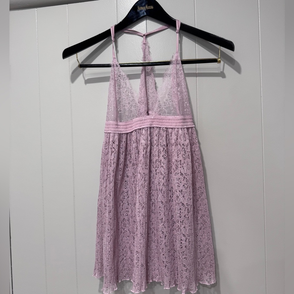 Victoria’s Secret Lilac Lace Babydoll Slip Dress Pleated NWT Large